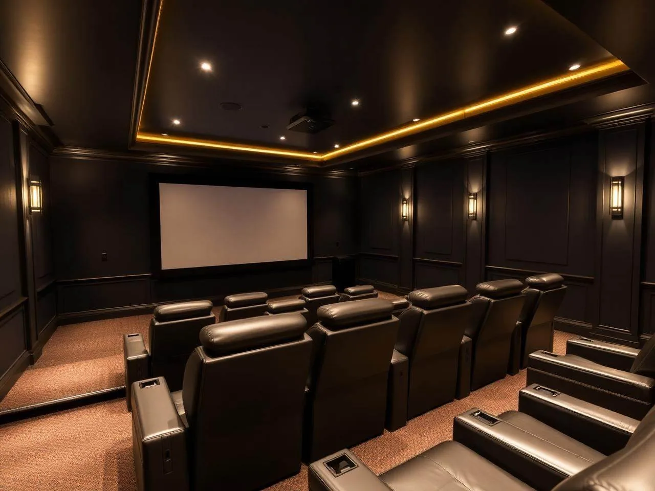 Custom home theater built in finished basement
